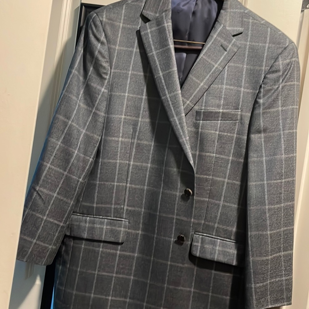 46r blazer 130's Ethomas super 130's light green teal windows plaid.